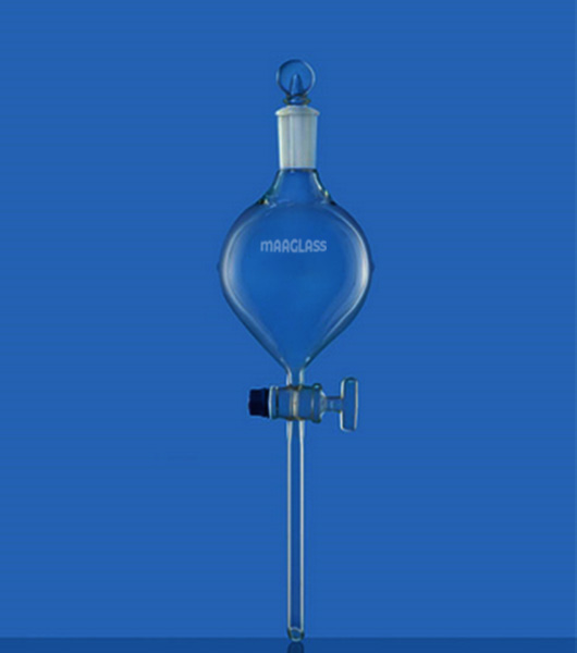 Separating Funnel, Globe Shape With Glass Stopcock & IC Glass Stopper